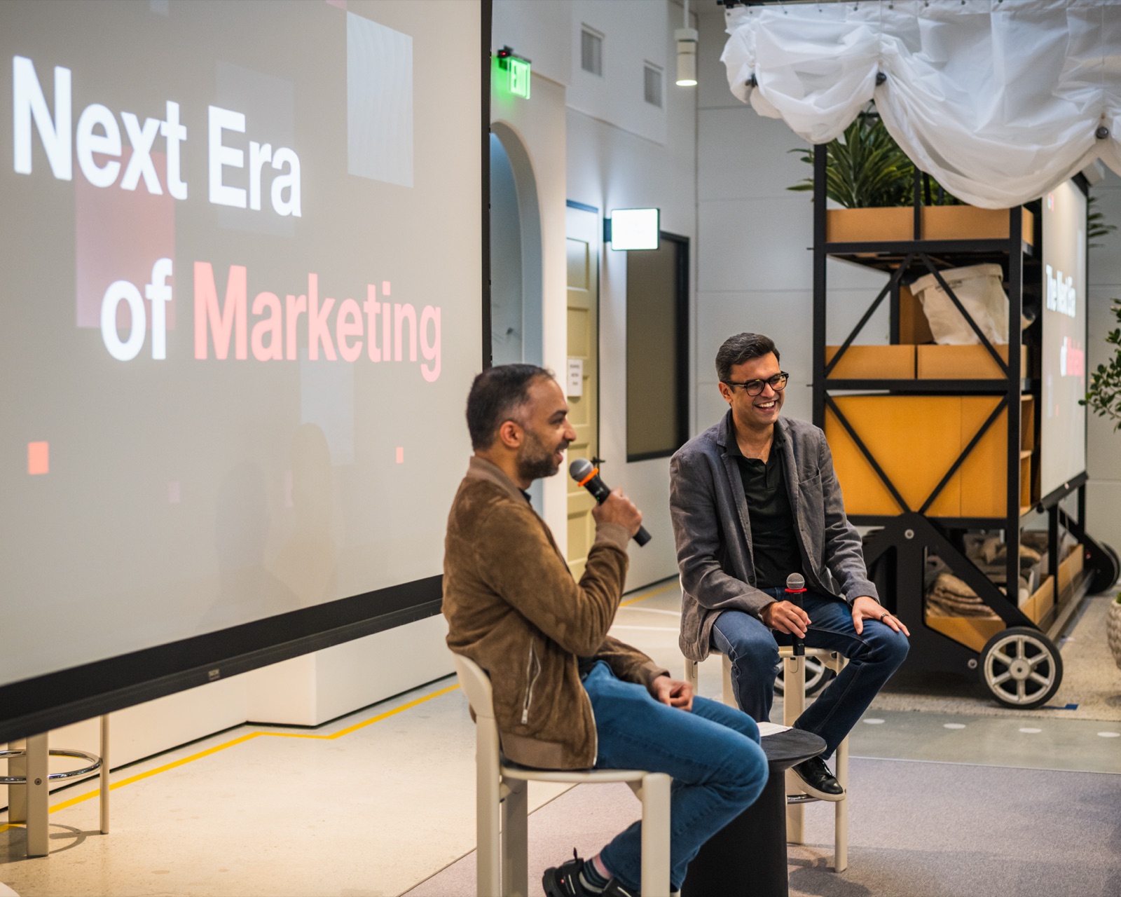 Vishal Sood and Raviraj Jain on stage at The Next Era of Marketing